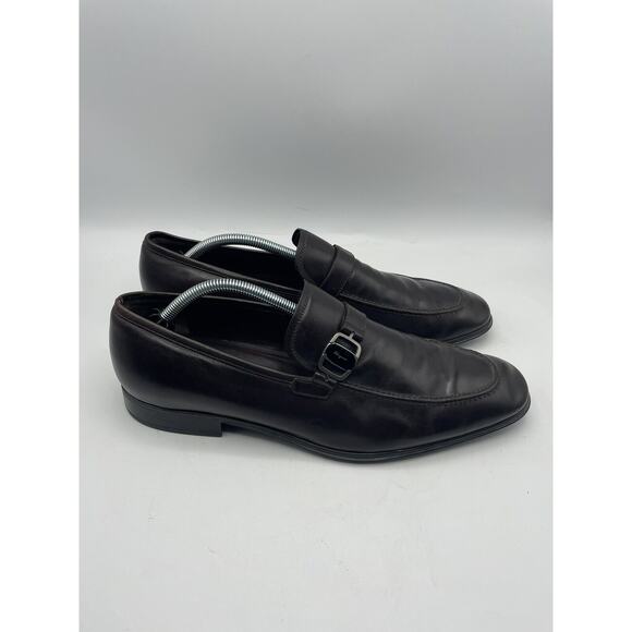 Salvatore Ferragamo Shoes Dark Brown Italy Buckle Wide Toe Loafer Dress 10.5 2E